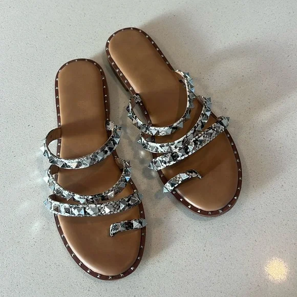 Sincerly Jules Studded Snake Slide Sandals - Womens 9.5 - Picture 1 of 7